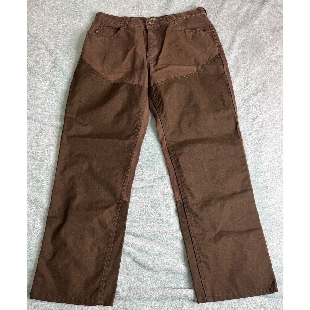 Cabela's Men's Hunting Pants Sz 34 Brown Cotton w/Nylon Leg Overlay Read